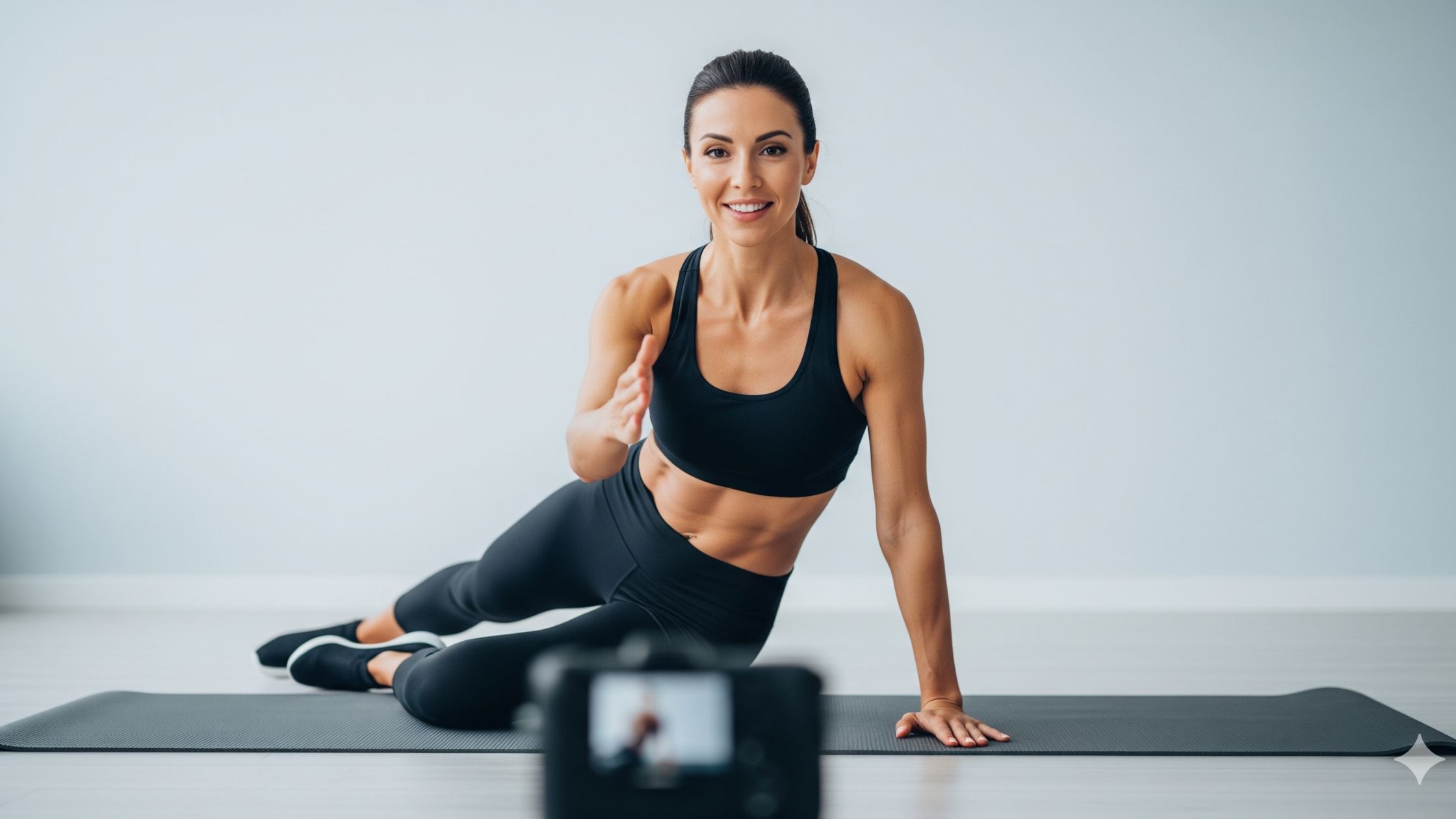 Online Pilates instructor guiding posture and core strength workout